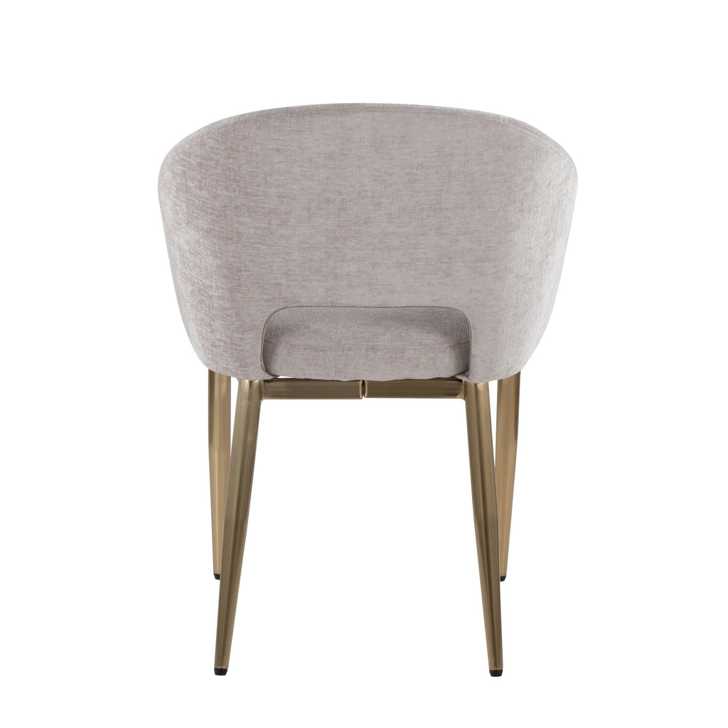 Renee Upholstered Chair - Set of 2 - Gold Metal, Silver Fabric