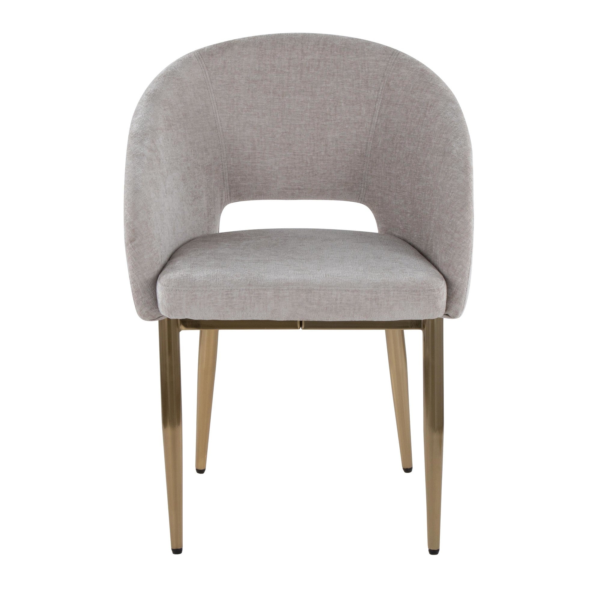 Renee Upholstered Chair - Set of 2 - Gold Metal, Silver Fabric