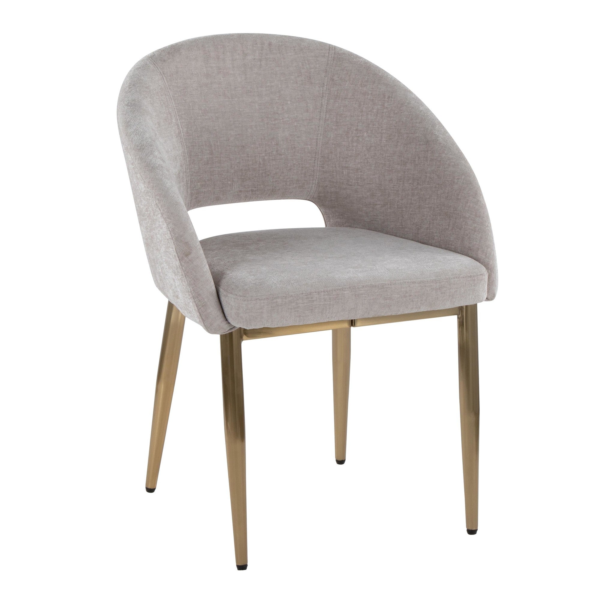 Renee Upholstered Chair - Set of 2 - Gold Metal, Silver Fabric
