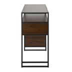 Display Bar Height Table With Storage - Black Metal, Walnut Wood