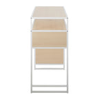 Display Bar Height Table With Storage - White Metal, Natural Wood