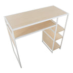 Display Bar Height Table With Storage - White Metal, Natural Wood