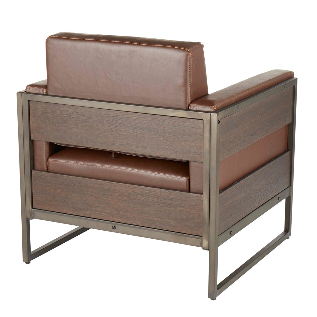 Drift Lounge Chair - Antique Metal, Espresso Wood, Brown PU