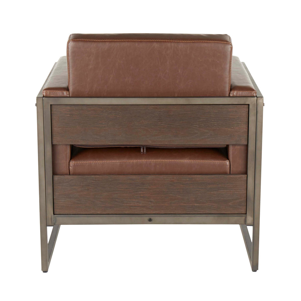 Drift Lounge Chair - Antique Metal, Espresso Wood, Brown PU