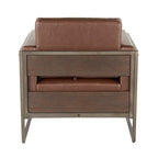 Drift Lounge Chair - Antique Metal, Espresso Wood, Brown PU