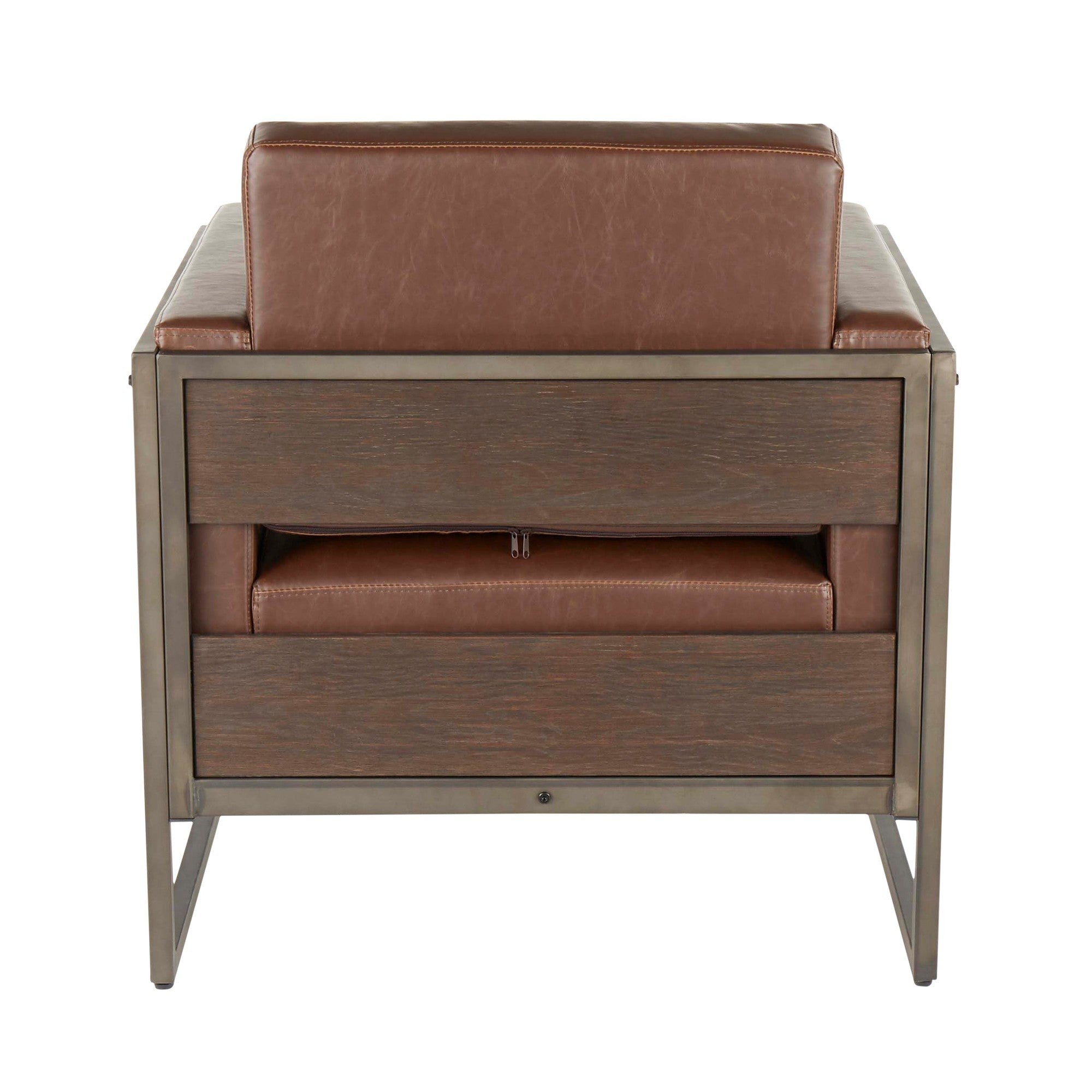 Drift Lounge Chair - Antique Metal, Espresso Wood, Brown PU
