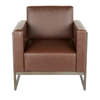 Drift Lounge Chair - Antique Metal, Espresso Wood, Brown PU