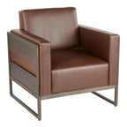 Drift Lounge Chair - Antique Metal, Espresso Wood, Brown PU