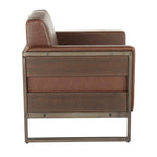 Drift Lounge Chair - Antique Metal, Espresso Wood, Brown PU