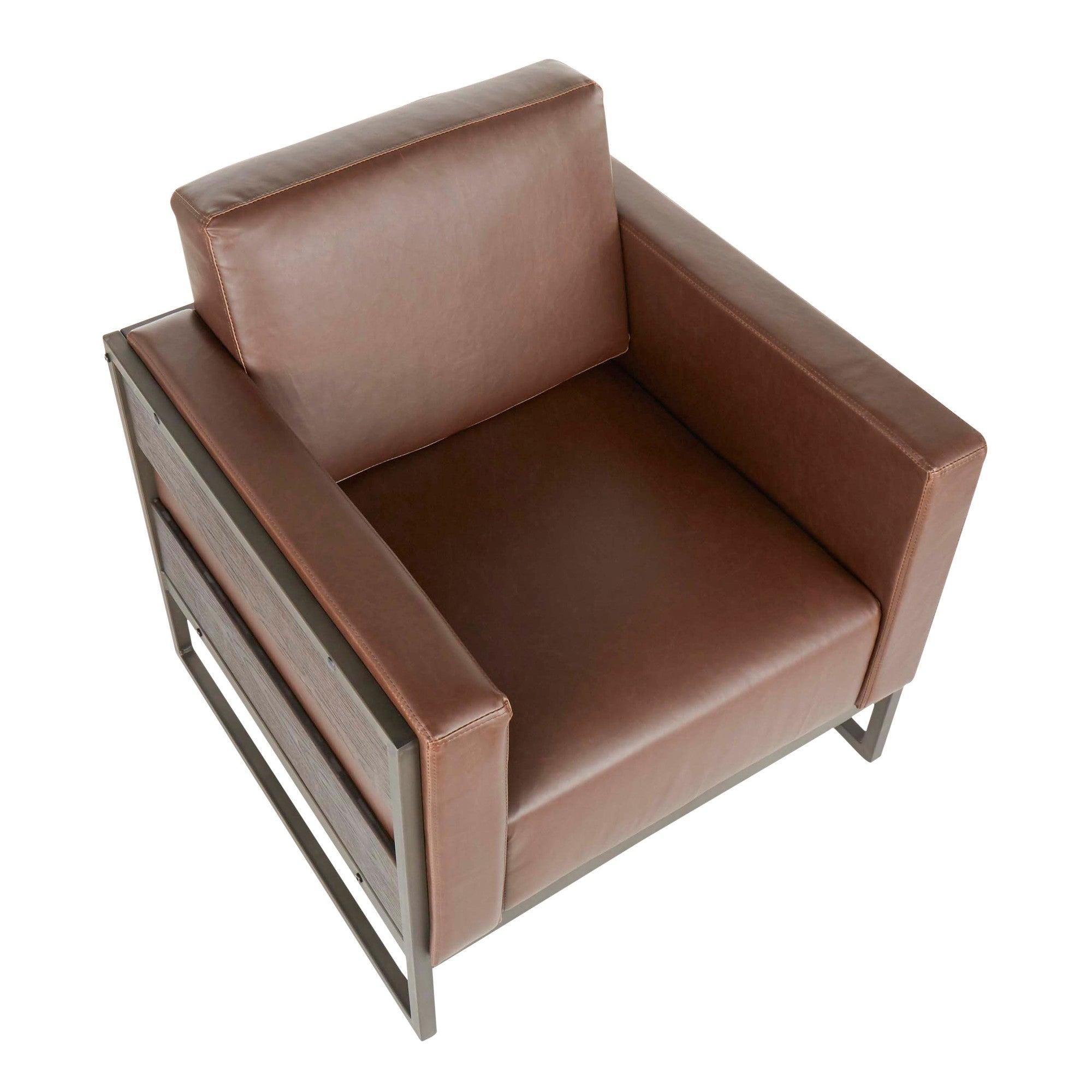 Drift Lounge Chair - Antique Metal, Espresso Wood, Brown PU