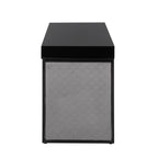 Drift Upholstered Desk - Black Steel, Black MDF, Silver Velvet