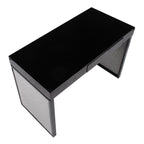 Drift Upholstered Desk - Black Steel, Black MDF, Silver Velvet