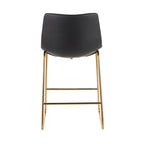 Duke 26" Fixed-Height Counter Stool - Set of 2 - Gold Metal, Black PU