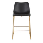 Duke 26" Fixed-Height Counter Stool - Set of 2 - Gold Metal, Black PU