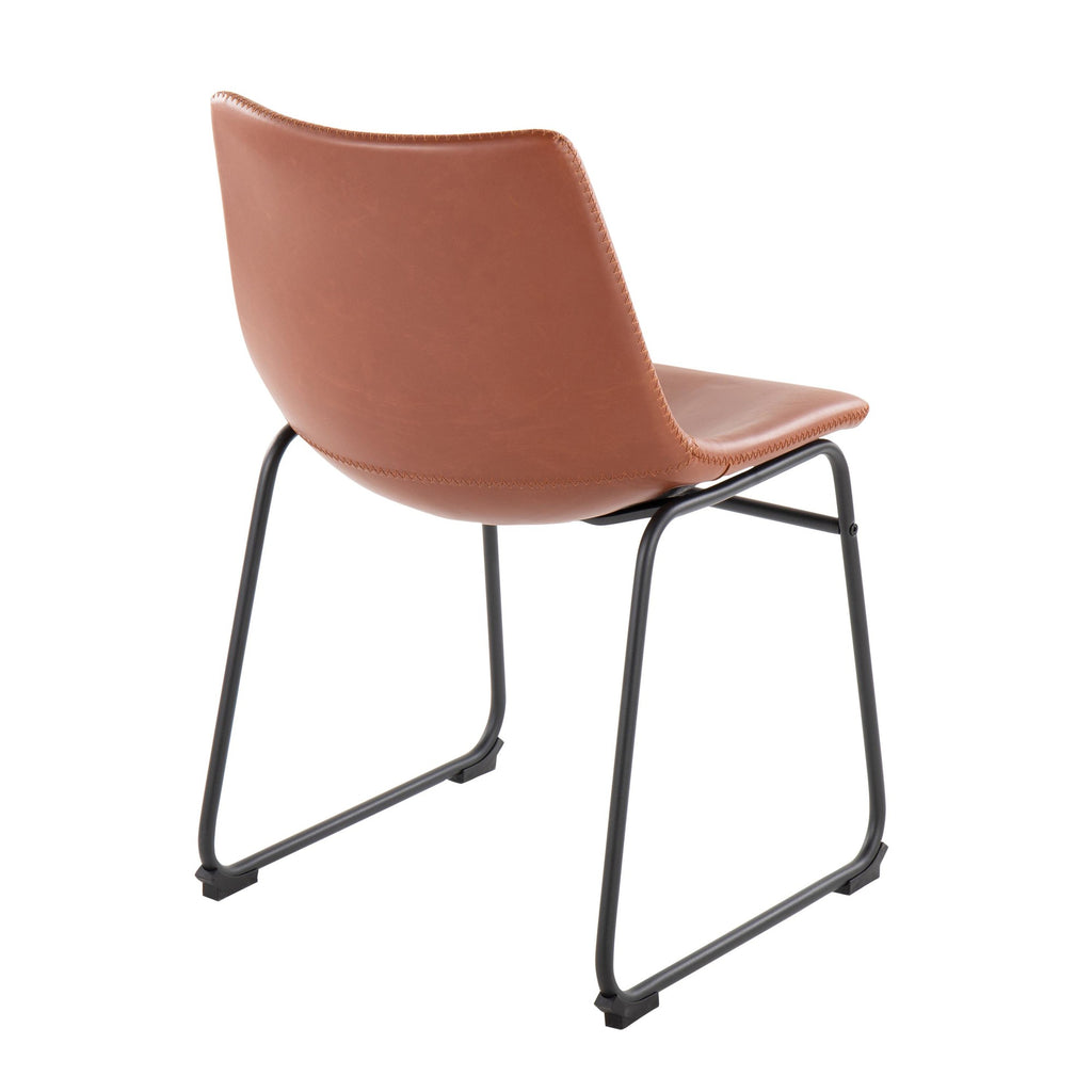 Duke Side Chair - Set of 2 - Black Steel, Cognac PU