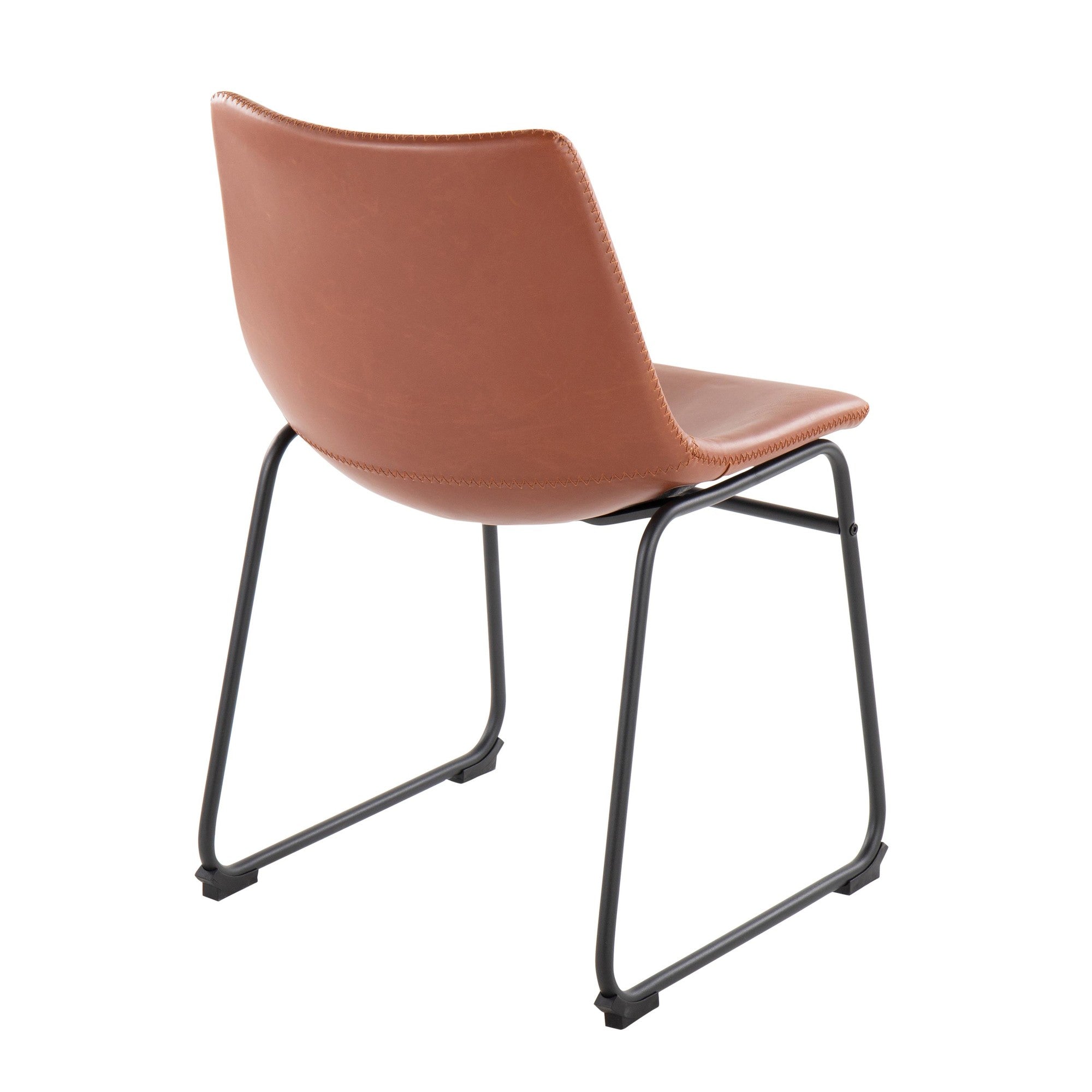 Duke Side Chair - Set of 2 - Black Steel, Cognac PU