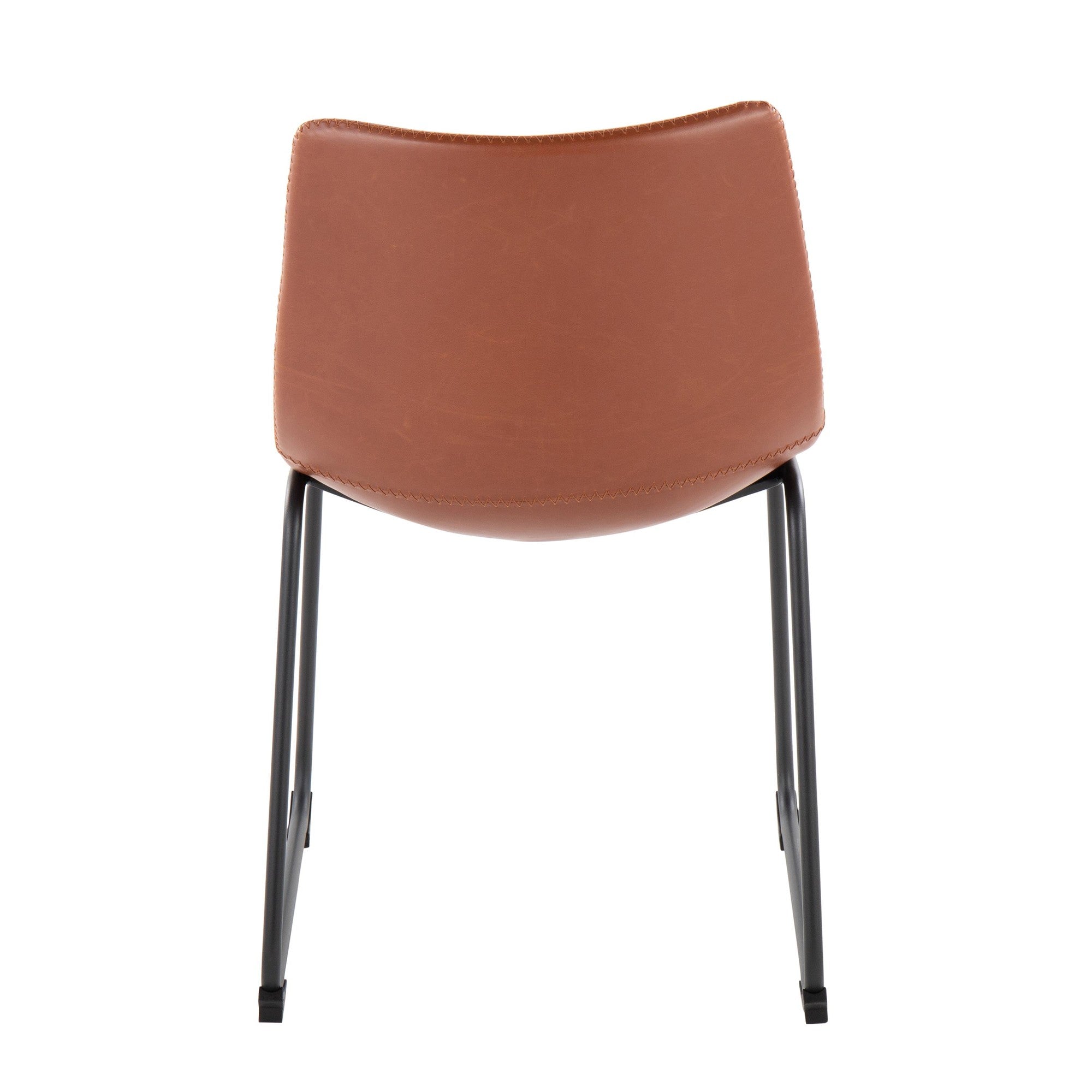 Duke Side Chair - Set of 2 - Black Steel, Cognac PU