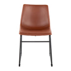 Duke Side Chair - Set of 2 - Black Steel, Cognac PU