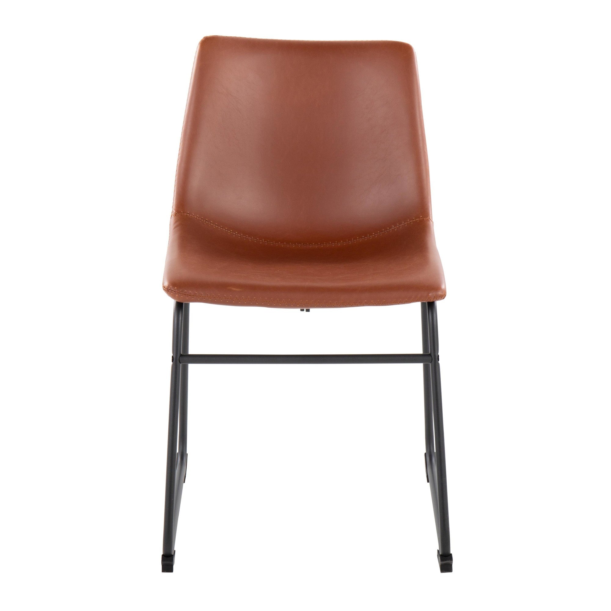 Duke Side Chair - Set of 2 - Black Steel, Cognac PU