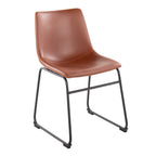 Duke Side Chair - Set of 2 - Black Steel, Cognac PU