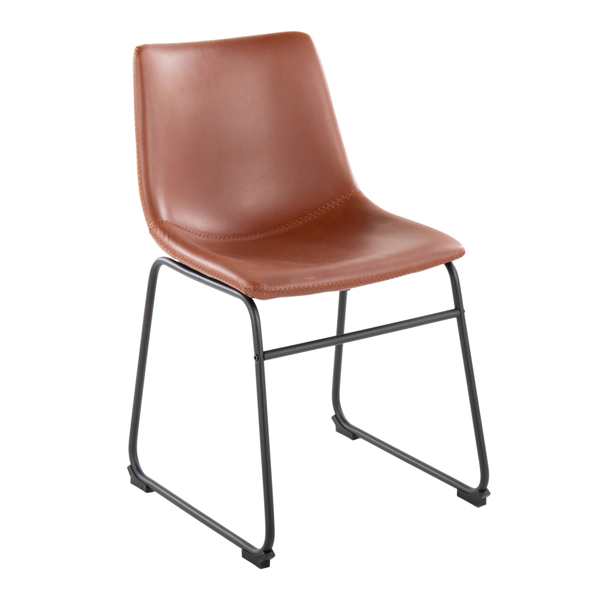 Duke Side Chair - Set of 2 - Black Steel, Cognac PU