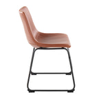 Duke Side Chair - Set of 2 - Black Steel, Cognac PU
