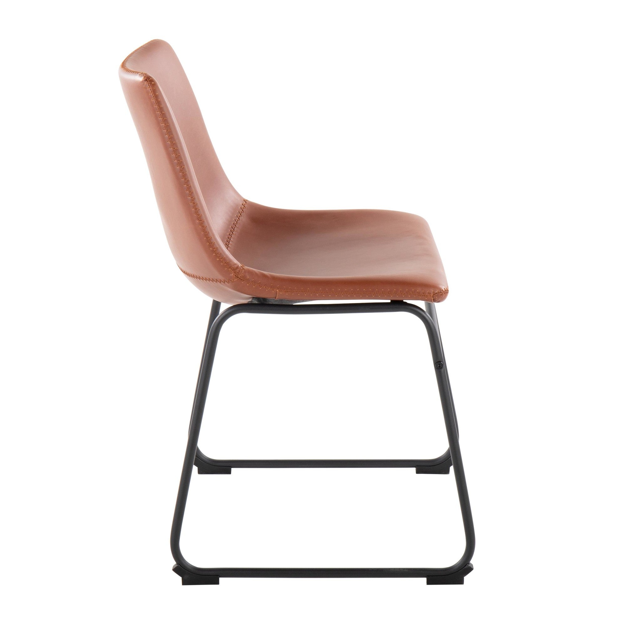 Duke Side Chair - Set of 2 - Black Steel, Cognac PU