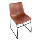 Duke Side Chair - Set of 2 - Black Steel, Cognac PU