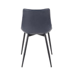Durango Dining Chair - Set of 2 - Black Metal, Blue PU, Grey Zig Zag Stitching