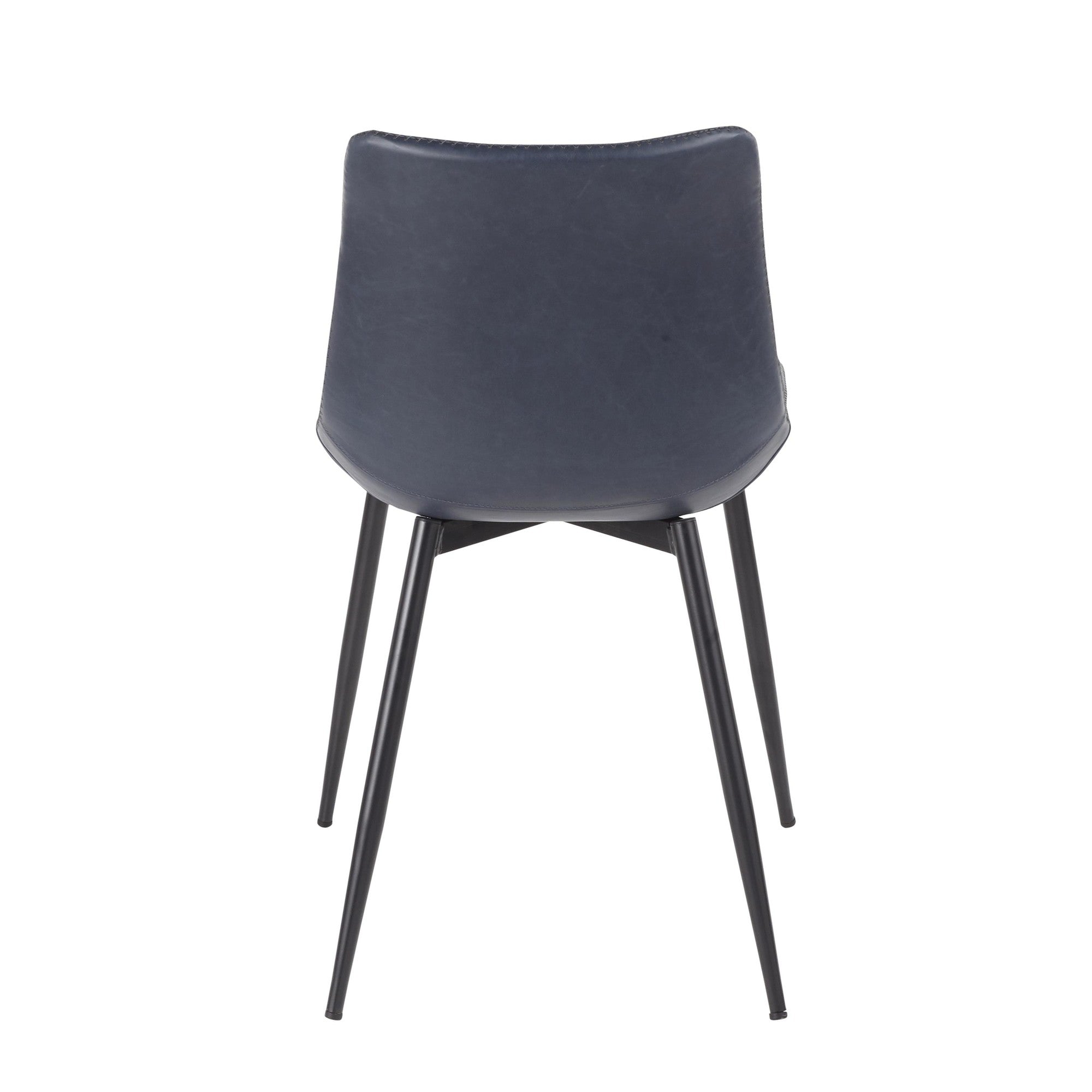 Durango Dining Chair - Set of 2 - Black Metal, Blue PU, Grey Zig Zag Stitching