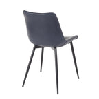 Durango Dining Chair - Set of 2 - Black Metal, Blue PU, Grey Zig Zag Stitching