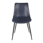 Durango Dining Chair - Set of 2 - Black Metal, Blue PU, Grey Zig Zag Stitching