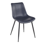 Durango Dining Chair - Set of 2 - Black Metal, Blue PU, Grey Zig Zag Stitching