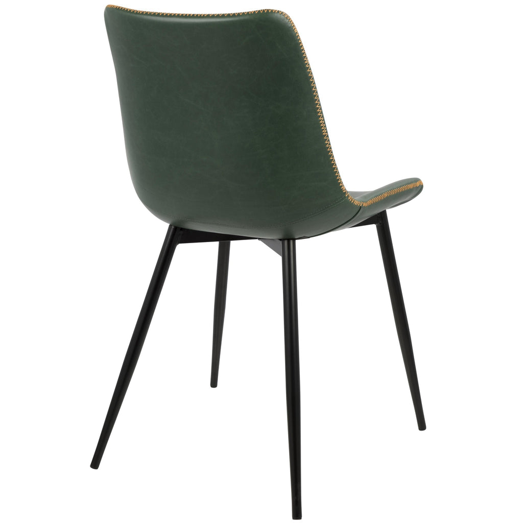 Durango Dining Chair - Set of 2 - Black Metal, Green PU, Orange Zig Zag Stitching