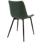 Durango Dining Chair - Set of 2 - Black Metal, Green PU, Orange Zig Zag Stitching