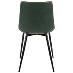 Durango Dining Chair - Set of 2 - Black Metal, Green PU, Orange Zig Zag Stitching