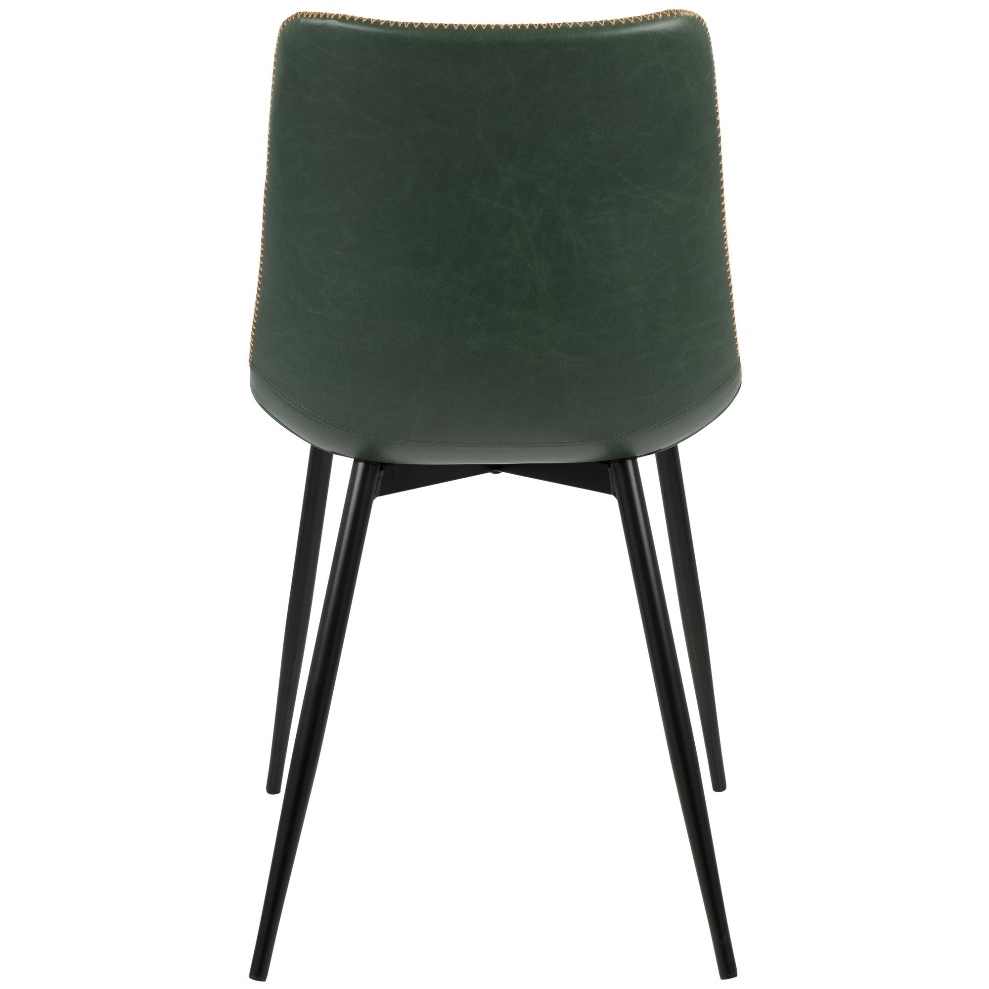Durango Dining Chair - Set of 2 - Black Metal, Green PU, Orange Zig Zag Stitching