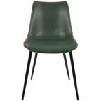 Durango Dining Chair - Set of 2 - Black Metal, Green PU, Orange Zig Zag Stitching