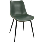 Durango Dining Chair - Set of 2 - Black Metal, Green PU, Orange Zig Zag Stitching