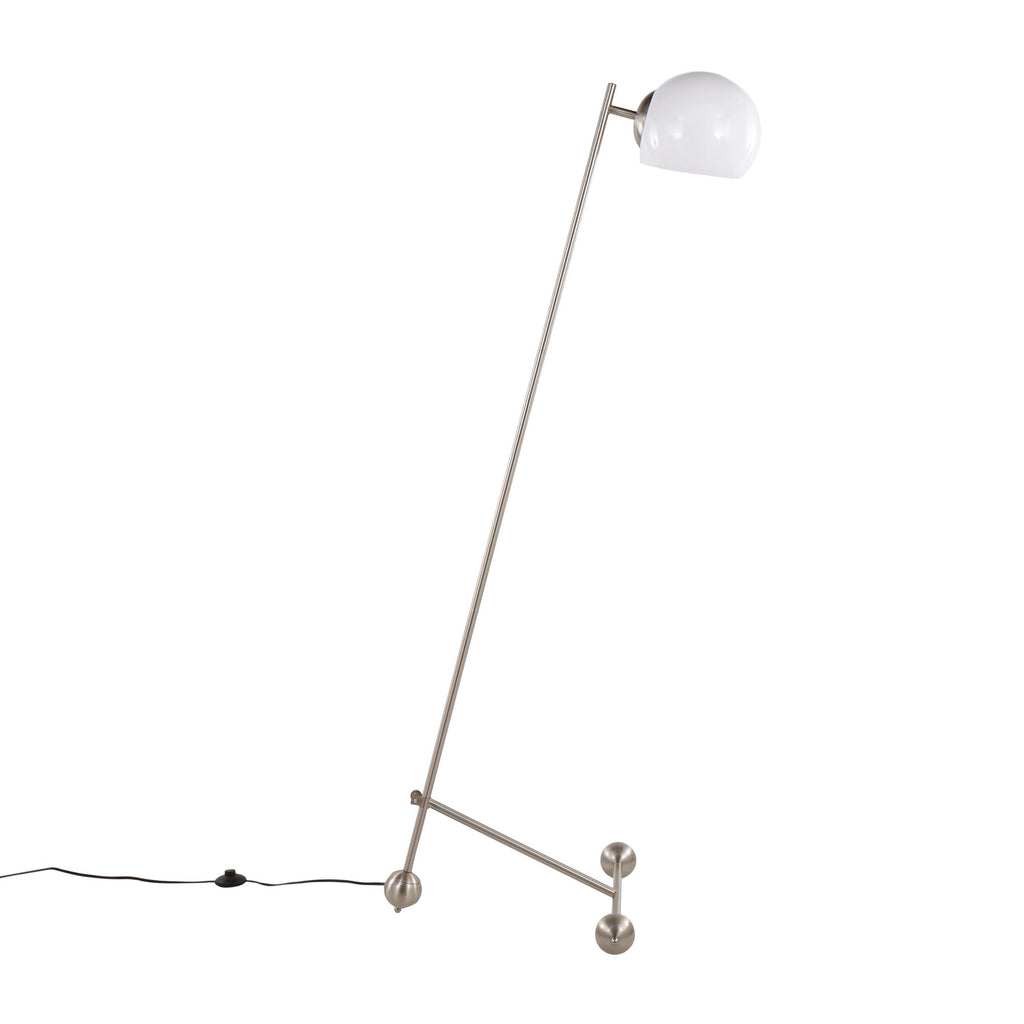 Eileen Floor Lamp - Brushed Nickel, White Plastic