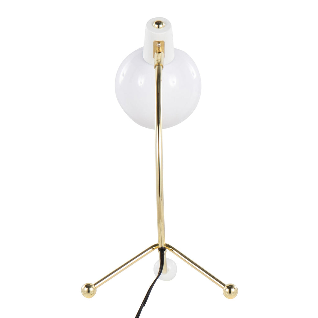 Eileen Task Lamp - Gold Metal, White Plastic