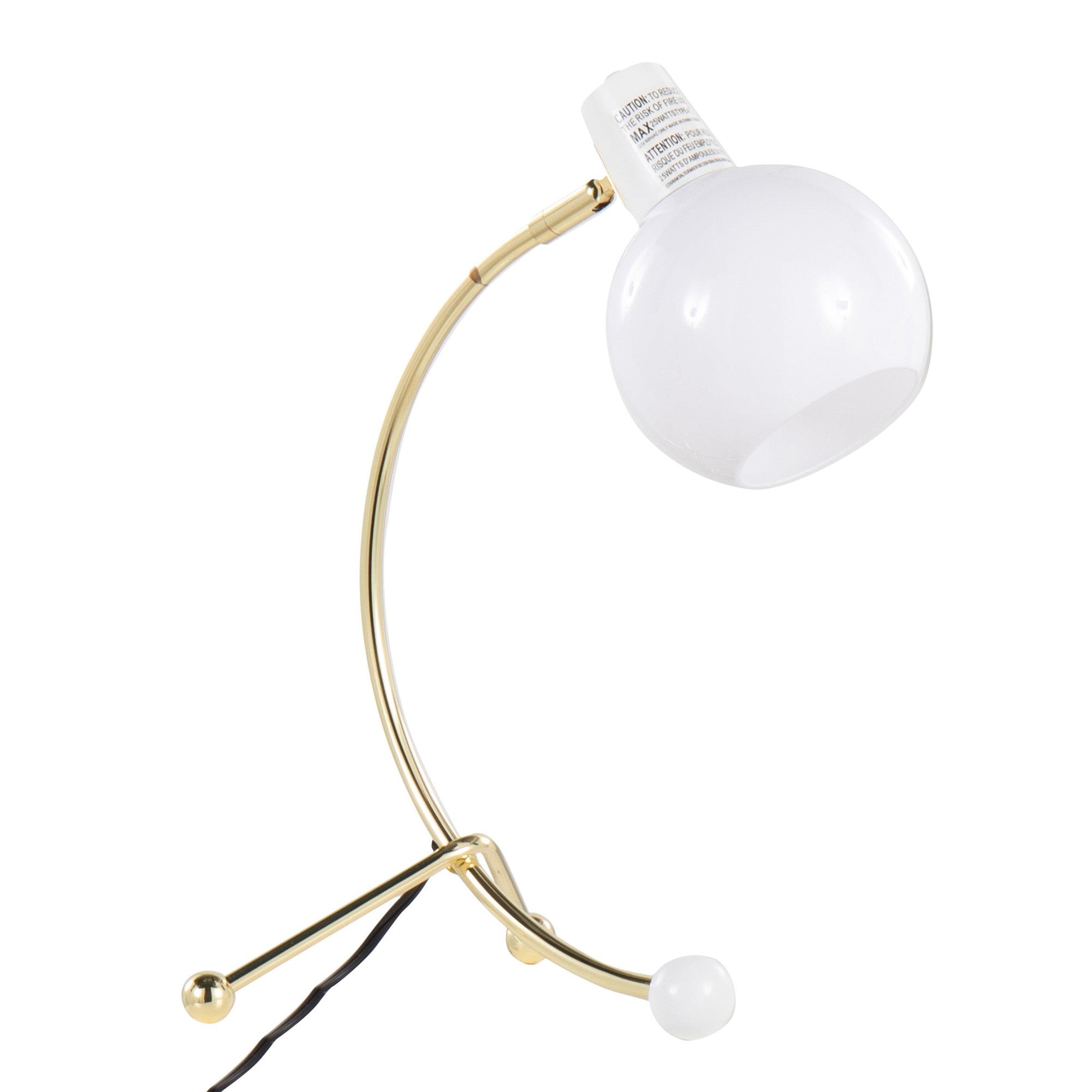 Eileen Task Lamp - Gold Metal, White Plastic
