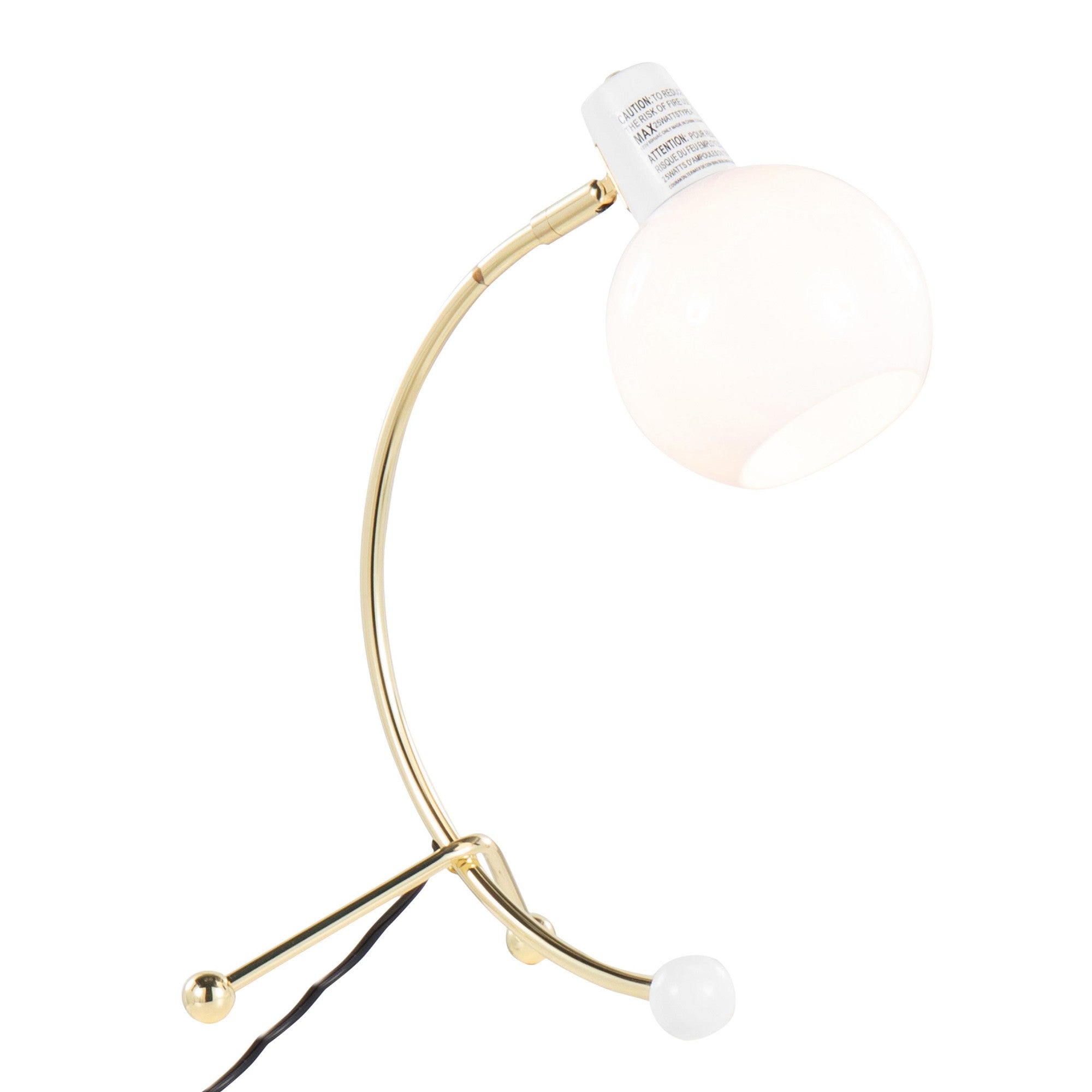 Eileen Task Lamp - Gold Metal, White Plastic