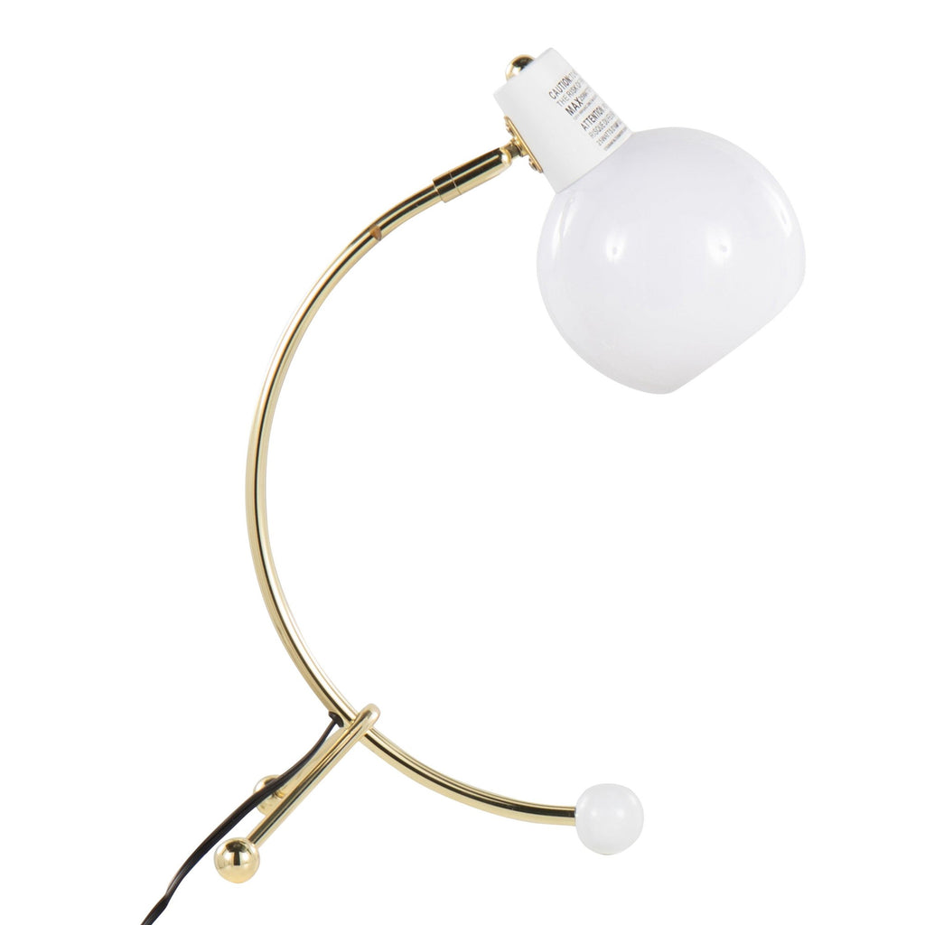 Eileen Task Lamp - Gold Metal, White Plastic