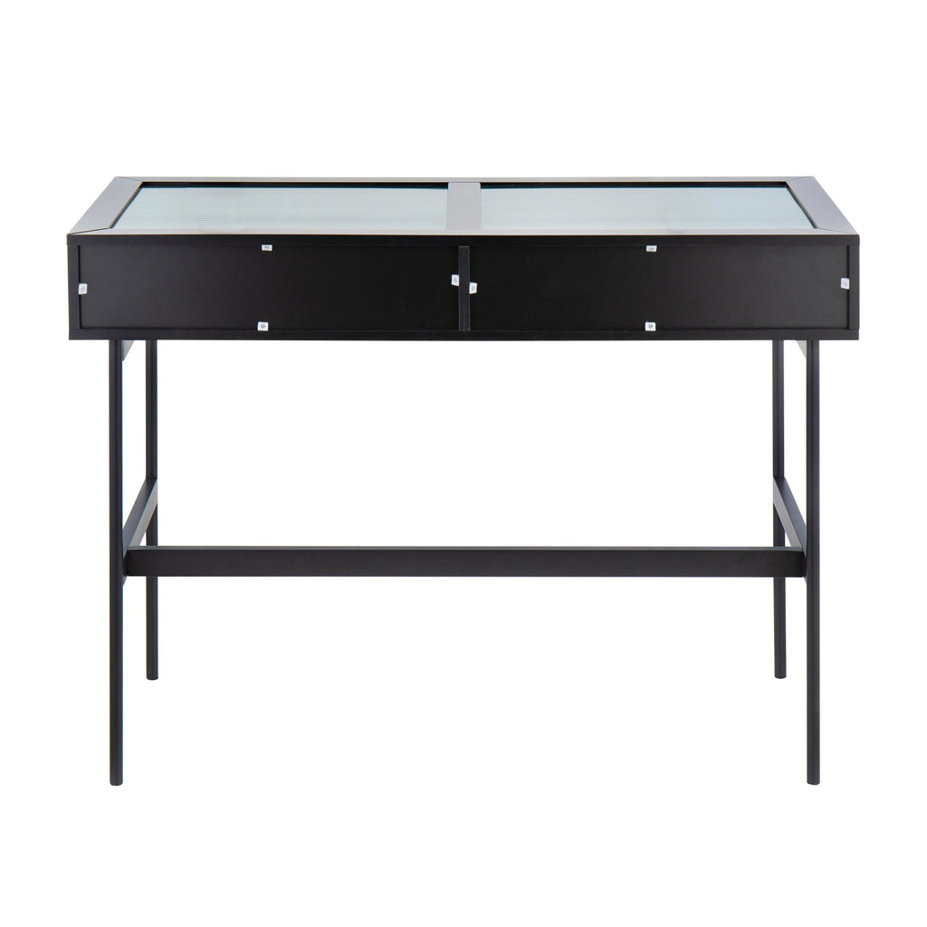 Emery Console Table - Black Steel, Black Wood
