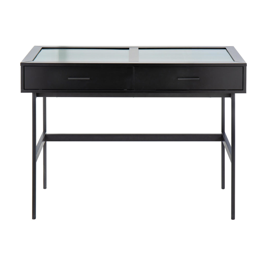 Emery Console Table - Black Steel, Black Wood