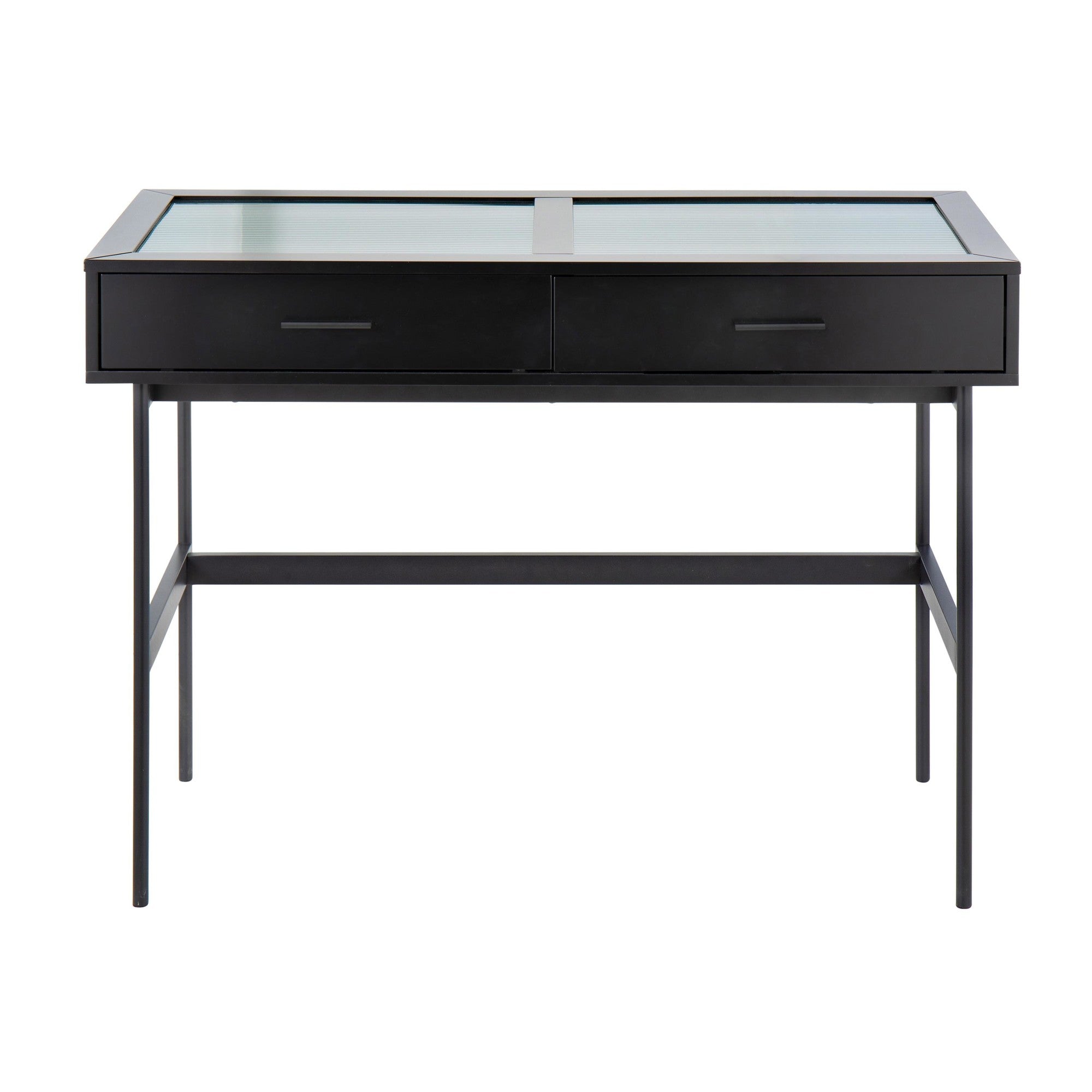 Emery Console Table - Black Steel, Black Wood