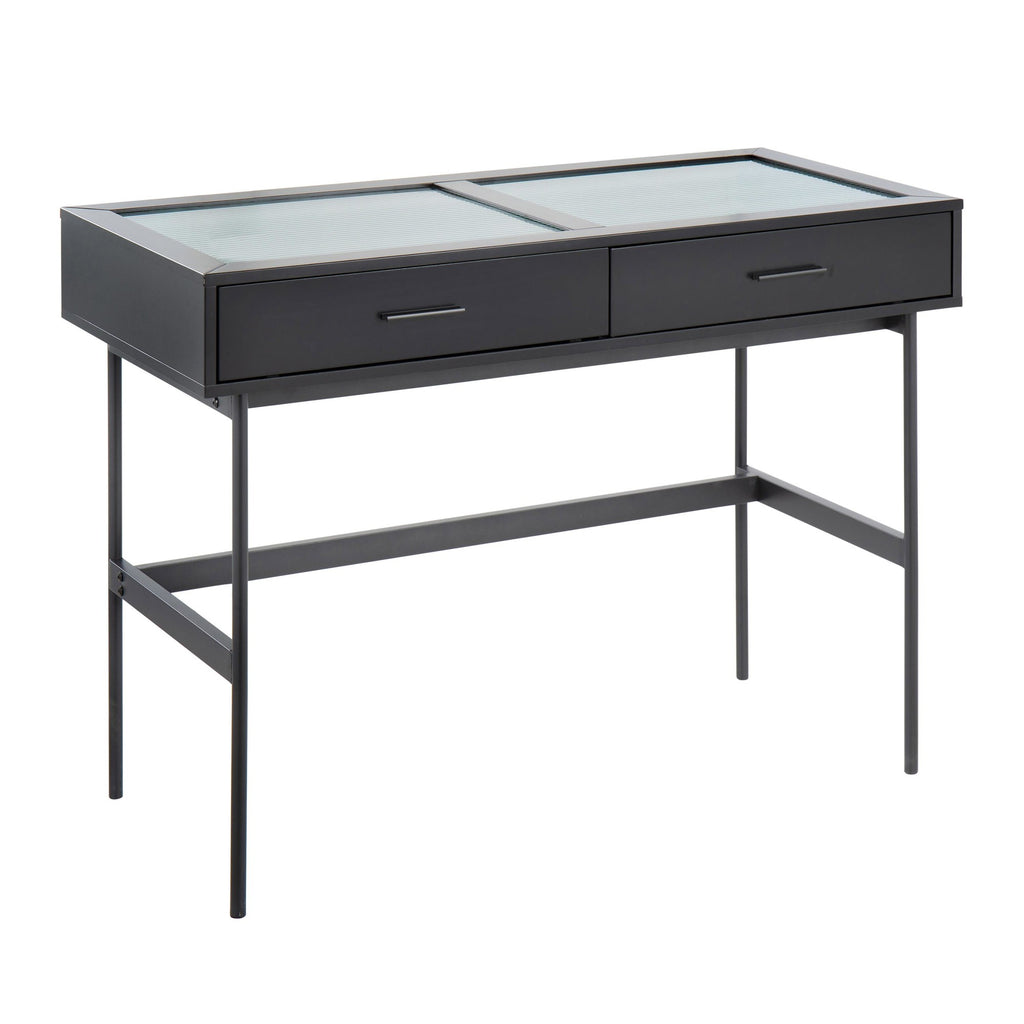 Emery Console Table - Black Steel, Black Wood