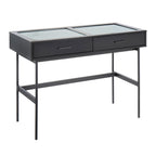 Emery Console Table - Black Steel, Black Wood