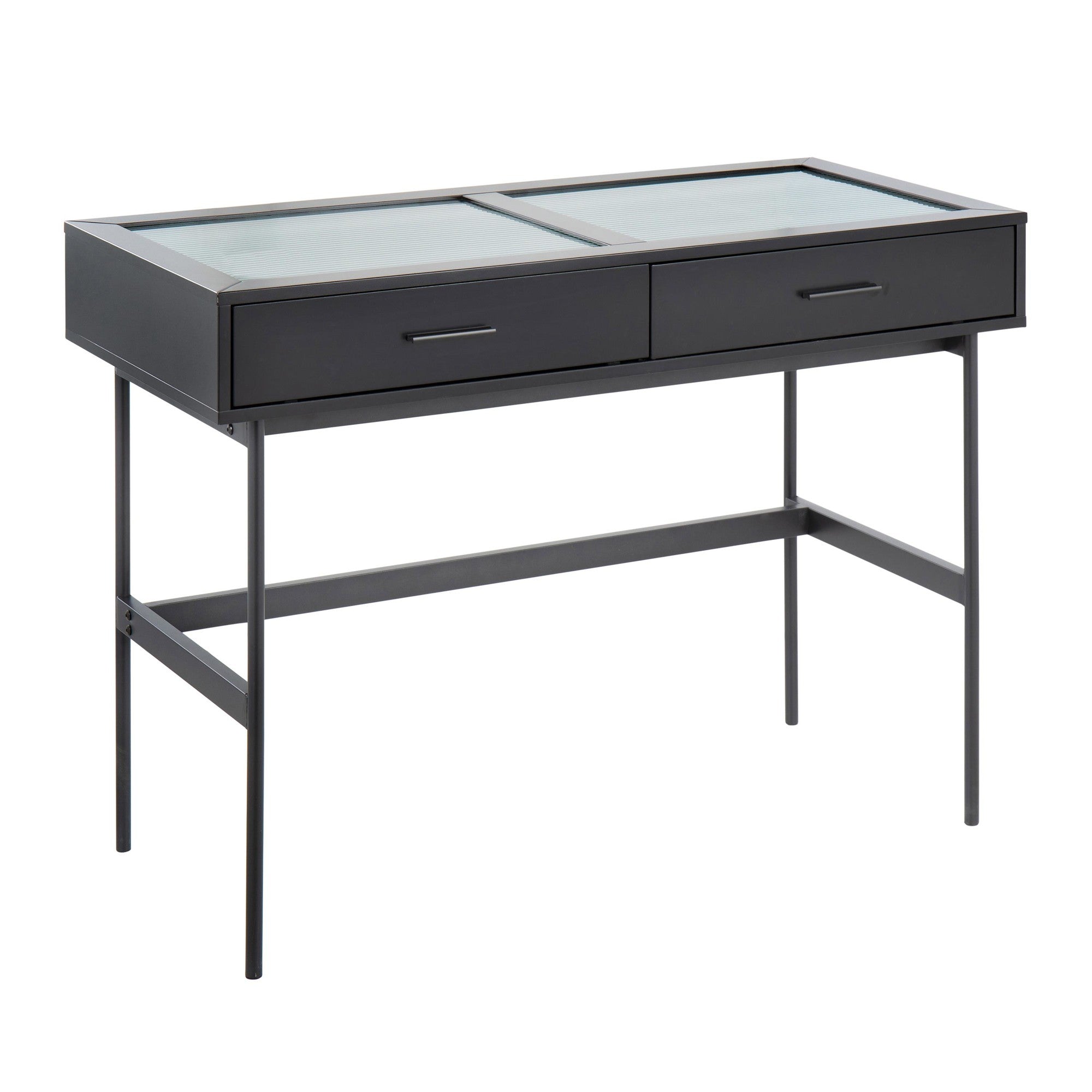 Emery Console Table - Black Steel, Black Wood